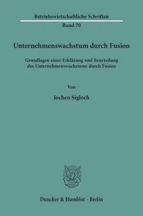 Sigloch |  Unternehmenswachstum durch Fusion. | Buch |  Sack Fachmedien