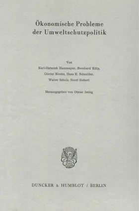 Issing |  Ökonomische Probleme der Umweltschutzpolitik. | Buch |  Sack Fachmedien