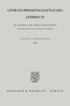 Kunisch |  Literaturwissenschaftliches Jahrbuch. | Buch |  Sack Fachmedien