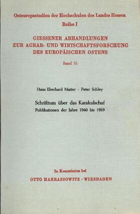 Matter / Schley |  Schrifttum über das Karakulschaf. | Buch |  Sack Fachmedien