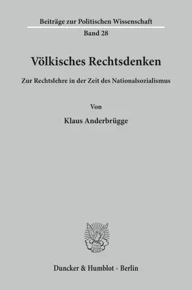 Anderbrügge |  Völkisches Rechtsdenken. | Buch |  Sack Fachmedien