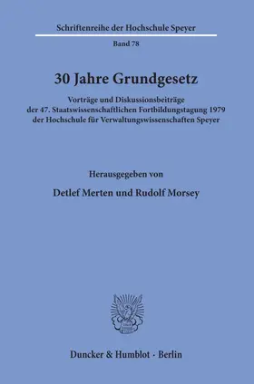 Merten / Morsey |  30 Jahre Grundgesetz. | Buch |  Sack Fachmedien