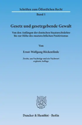 Böckenförde | Gesetz und gesetzgebende Gewalt. | Buch | 978-3-428-04898-4 | sack.de