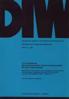 Duseberg |  Zur Umstellung des internationalen Warenverzeichnisses für den Außenhandel. | Buch |  Sack Fachmedien