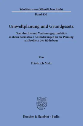 Malz |  Umweltplanung und Grundgesetz. | Buch |  Sack Fachmedien