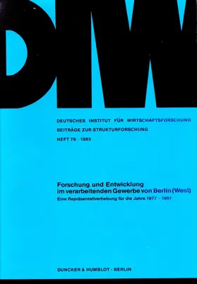 Hornschild |  Forschung und Entwicklung im verarbeitenden Gewerbe von Berlin (West). | Buch |  Sack Fachmedien