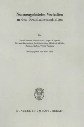 Todt |  Normengeleitetes Verhalten in den Sozialwissenschaften. | Buch |  Sack Fachmedien