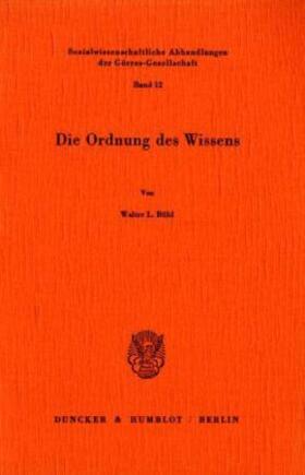 Bühl |  Die Ordnung des Wissens. | Buch |  Sack Fachmedien