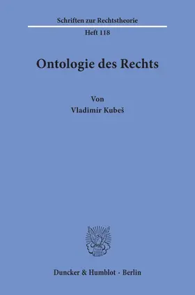 Kubeš |  Ontologie des Rechts. | Buch |  Sack Fachmedien