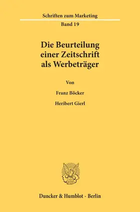 Böcker / Gierl |  Die Beurteilung einer Zeitschrift als Werbeträger. | Buch |  Sack Fachmedien