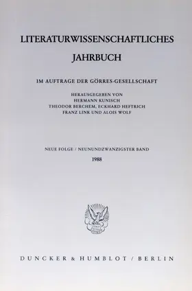 Kunisch / Berchem / Heftrich |  Literaturwissenschaftliches Jahrbuch. | Buch |  Sack Fachmedien