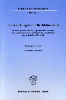 Müller |  Untersuchungen zur Rechtslinguistik | Buch |  Sack Fachmedien
