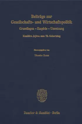Dams |  Beiträge zur Gesellschafts- und Wirtschaftspolitik. | Buch |  Sack Fachmedien