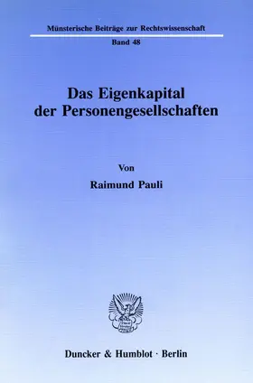 Pauli |  Das Eigenkapital der Personengesellschaften. | Buch |  Sack Fachmedien