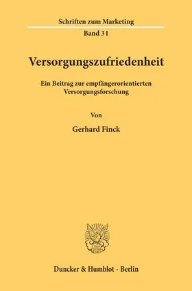 Finck | Versorgungszufriedenheit. | Buch | 978-3-428-07024-4 | www2.sack.de