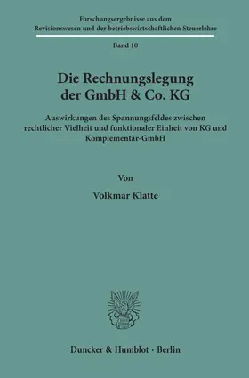 Klatte |  Die Rechnungslegung der GmbH & Co. KG. | Buch |  Sack Fachmedien