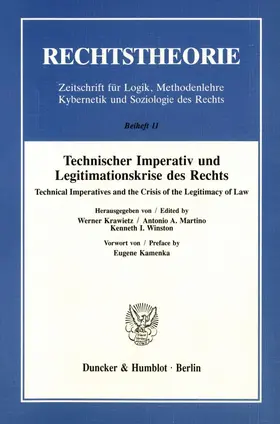 Krawietz / Martino / Winston |  Technischer Imperativ und Legitimationskrise des Rechts. | Buch |  Sack Fachmedien