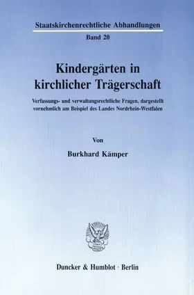 Kämper |  Kindergärten in kirchlicher Trägerschaft. | Buch |  Sack Fachmedien