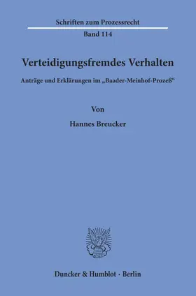 Breucker |  Verteidigungsfremdes Verhalten. | Buch |  Sack Fachmedien