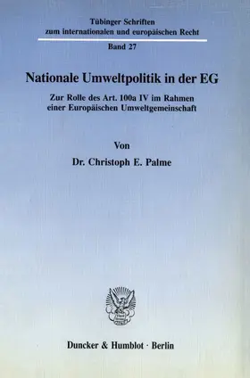 Palme |  Nationale Umweltpolitik in der EG. | Buch |  Sack Fachmedien