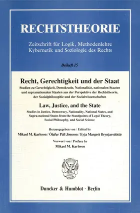 Karlsson / Jónsson / Brynjarsdóttir |  Recht, Gerechtigkeit und der Staat. | Buch |  Sack Fachmedien