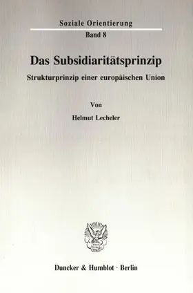 Lecheler |  Das Subsidiaritätsprinzip. | Buch |  Sack Fachmedien