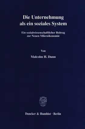 Dunn |  Die Unternehmung als ein soziales System. | Buch |  Sack Fachmedien