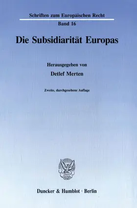 Merten |  Die Subsidiarität Europas. | Buch |  Sack Fachmedien