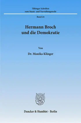 Klinger |  Hermann Broch und die Demokratie. | Buch |  Sack Fachmedien