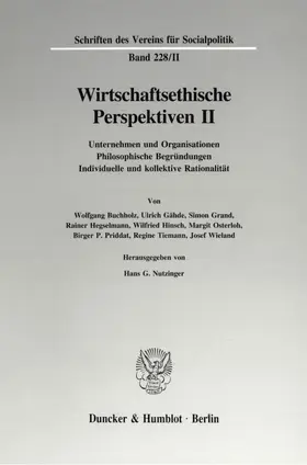 Nutzinger |  Wirtschaftsethische Perspektiven II. | Buch |  Sack Fachmedien