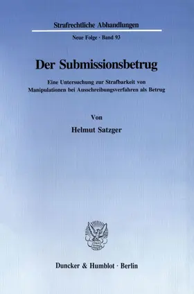 Satzger |  Der Submissionsbetrug. | Buch |  Sack Fachmedien