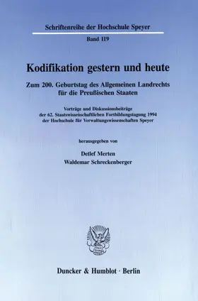 Merten / Schreckenberger |  Kodifikation gestern und heute. | Buch |  Sack Fachmedien