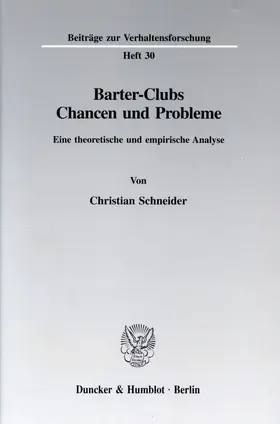 Schneider |  Barter-Clubs - Chancen und Probleme. | Buch |  Sack Fachmedien