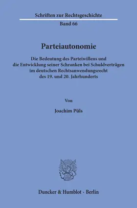 Püls | Parteiautonomie. | Buch | 978-3-428-08569-9 | www2.sack.de