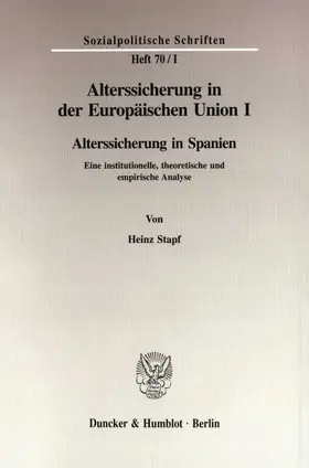 Stapf / Döring / Hauser |  Alterssicherung in der Europäischen Union I. | Buch |  Sack Fachmedien