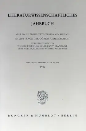 Berchem / Kapp / Link |  Literaturwissenschaftliches Jahrbuch. | Buch |  Sack Fachmedien