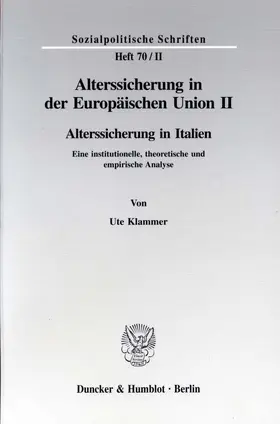 Klammer / Döring / Hauser |  Alterssicherung in der Europäischen Union II. | Buch |  Sack Fachmedien