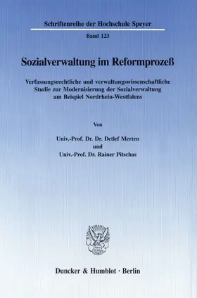 Pitschas / Merten |  Sozialverwaltung im Reformprozeß. | Buch |  Sack Fachmedien