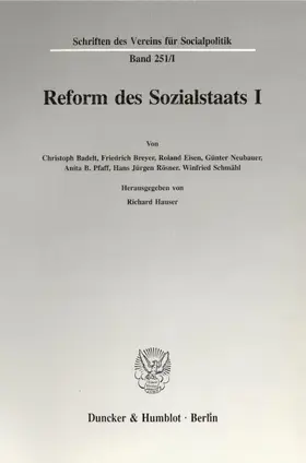 Hauser |  Reform des Sozialstaats 1 | Buch |  Sack Fachmedien