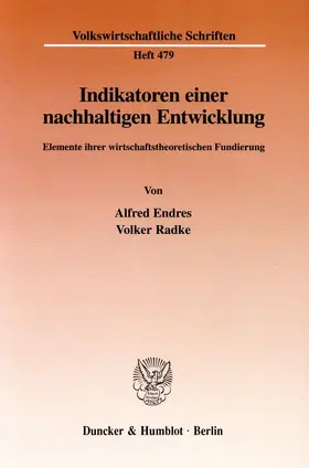 Endres / Radke |  Indikatoren einer nachhaltigen Entwicklung. | Buch |  Sack Fachmedien
