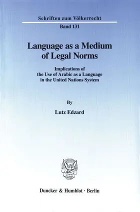 Edzard |  Language as a Medium of Legal Norms. | Buch |  Sack Fachmedien