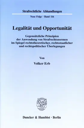 Erb |  Legalität und Opportunität. | Buch |  Sack Fachmedien