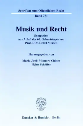 Montoro Chiner / Schäffer | Musik und Recht. | Buch | 978-3-428-09634-3 | sack.de