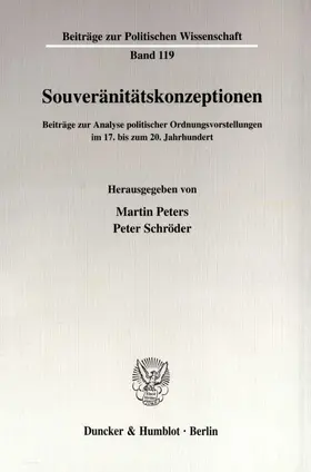 Peters / Schröder |  Souveränitätskonzeptionen. | Buch |  Sack Fachmedien