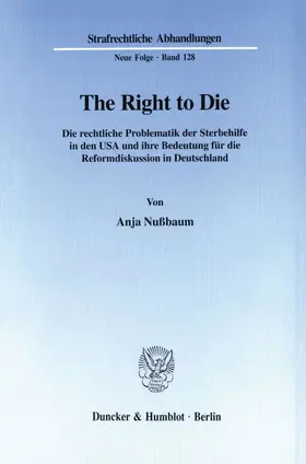 Nußbaum |  The Right to Die. | Buch |  Sack Fachmedien