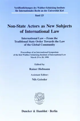 Hofmann |  Non-State Actors as New Subjects of International Law. | Buch |  Sack Fachmedien