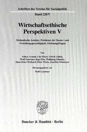 Gaertner |  Wirtschaftsethische Perspektiven V | Buch |  Sack Fachmedien