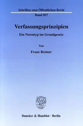 Reimer |  Verfassungsprinzipien. | Buch |  Sack Fachmedien