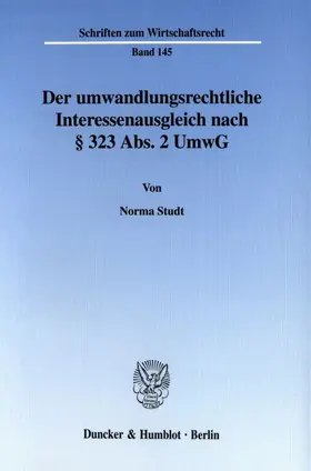 Studt |  Der umwandlungsrechtliche Interessenausgleich nach § 323 Abs. 2 UmwG. | Buch |  Sack Fachmedien