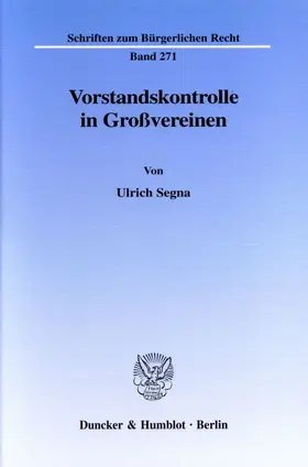 Segna |  Vorstandskontrolle in Großvereinen. | Buch |  Sack Fachmedien